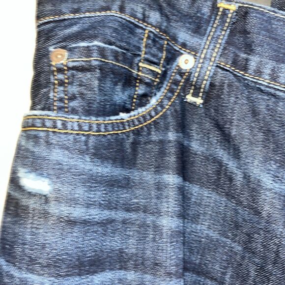 7 for all Mankind Slimmy Men's Dark Wash Distressed Straight Jeans Size 36 NWT - Picture 2 of 10